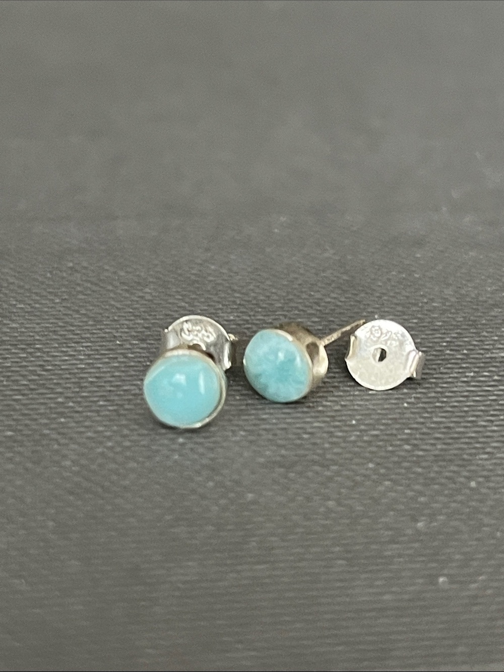 Sterling Silver Larimar Stone Stud Earrings